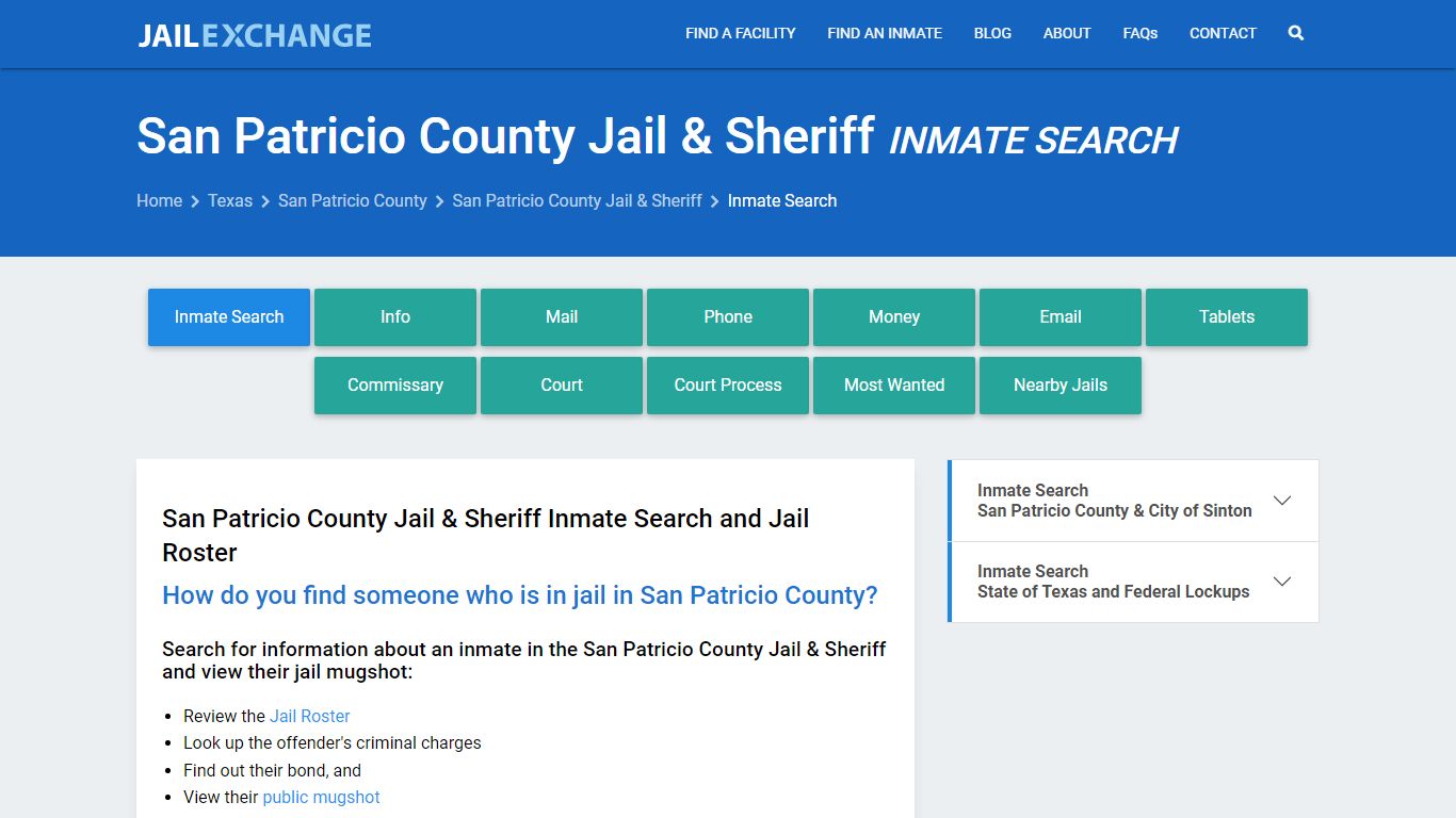 San Patricio County Jail & Sheriff Inmate Search - Jail Exchange