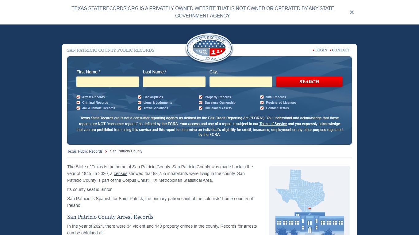 San Patricio County Arrest, Court, and Public Records - StateRecords.org
