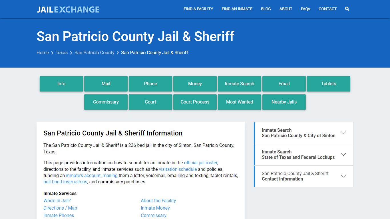 San Patricio County Jail & Sheriff, TX Inmate Search, Information